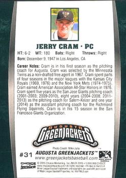 2015 Choice Augusta GreenJackets #31 Jerry Cram Back
