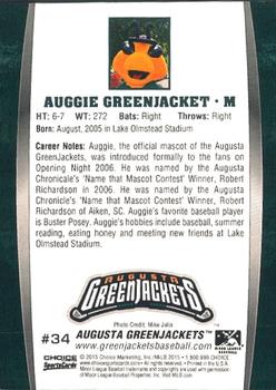 2015 Choice Augusta GreenJackets #34 Auggie Greenjacket Back