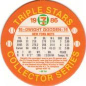 1986 7-Eleven Triple Stars Coins: East Region #I Dwight Gooden Back