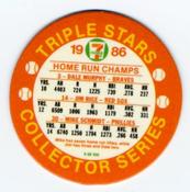 1986 7-Eleven Triple Stars Coins: East Region #V Dale Murphy / Jim Rice / Mike Schmidt Back