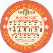 1986 7-Eleven Triple Stars Coins: East Region #X Jeff Reardon / Dave Righetti / Bob Stanley Back