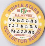 1986 7-Eleven Triple Stars Coins: Southeast Region #VII Rich Gossage / Dan Quisenberry / Bruce Sutter Back