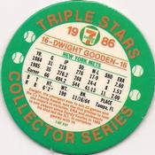 1986 7-Eleven Triple Stars Coins: West Region #I Dwight Gooden Back