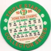 1986 7-Eleven Triple Stars Coins: West Region #V Dale Murphy / Jim Rice / Mike Schmidt Back