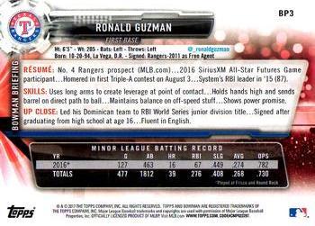 2017 Bowman - Prospects Yellow #BP3 Ronald Guzman Back