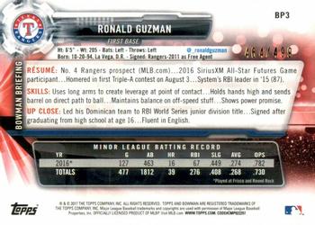 2017 Bowman - Prospects Silver #BP3 Ronald Guzman Back