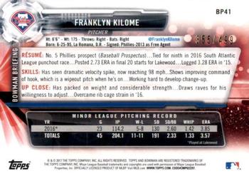 2017 Bowman - Prospects Silver #BP41 Franklyn Kilome Back