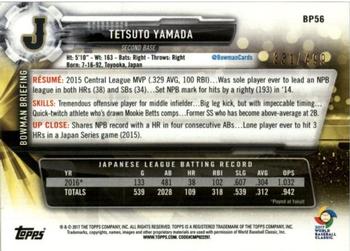 2017 Bowman - Prospects Silver #BP56 Tetsuto Yamada Back