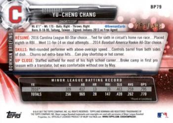 2017 Bowman - Prospects Silver #BP79 Yu-Cheng Chang Back