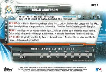2017 Bowman - Prospects Silver #BP87 Brian Anderson Back
