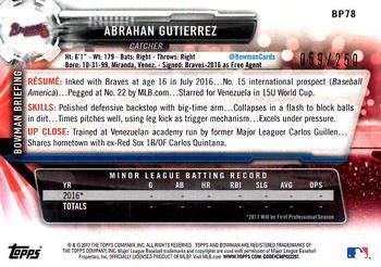 2017 Bowman - Prospects Purple #BP78 Abrahan Gutierrez Back