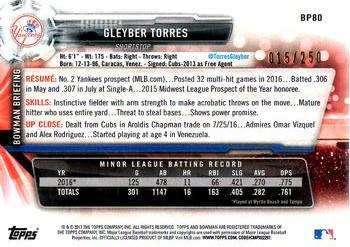 2017 Bowman - Prospects Purple #BP80 Gleyber Torres Back