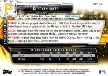2017 Bowman - Prospects Purple #BP105 Ke'Bryan Hayes Back