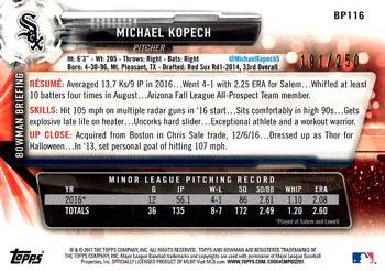 2017 Bowman - Prospects Purple #BP116 Michael Kopech Back