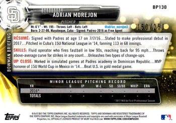2017 Bowman - Prospects Purple #BP130 Adrian Morejon Back