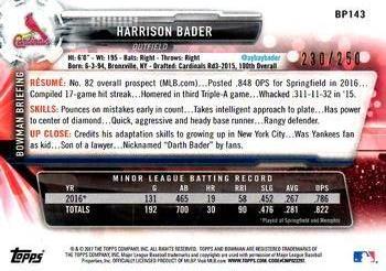 2017 Bowman - Prospects Purple #BP143 Harrison Bader Back