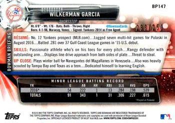 2017 Bowman - Prospects Purple #BP147 Wilkerman Garcia Back