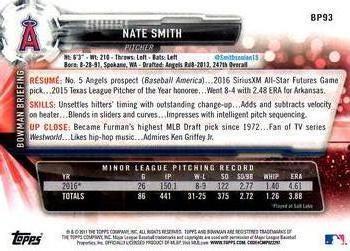 2017 Bowman - Prospects Bowman 70th Red #BP93 Nate Smith Back