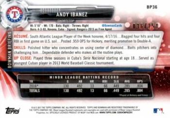 2017 Bowman - Prospects Blue #BP36 Andy Ibanez Back