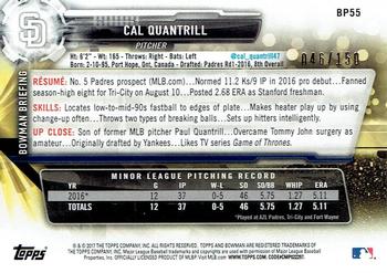 2017 Bowman - Prospects Blue #BP55 Cal Quantrill Back