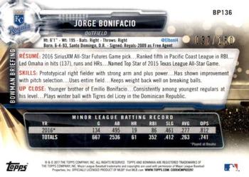 2017 Bowman - Prospects Blue #BP136 Jorge Bonifacio Back