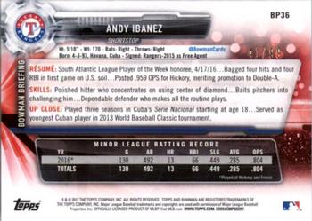 2017 Bowman - Prospects Green #BP36 Andy Ibanez Back