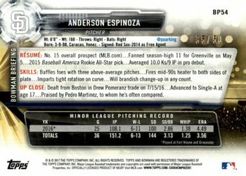 2017 Bowman - Prospects Gold #BP54 Anderson Espinoza Back
