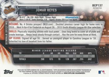 2017 Bowman - Chrome Prospects Refractors #BCP137 Jomar Reyes Back
