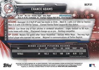 2017 Bowman - Chrome Prospects Purple #BCP31 Chance Adams Back