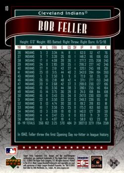 2003 SP Legendary Cuts - Green #10 Bob Feller Back