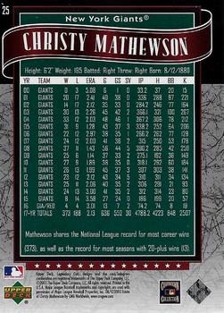 2003 SP Legendary Cuts - Green #25 Christy Mathewson Back