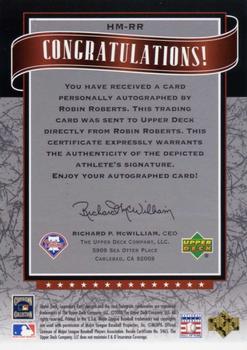 2003 SP Legendary Cuts - Hall Marks Autographs #HM-RR1 Robin Roberts Black Back