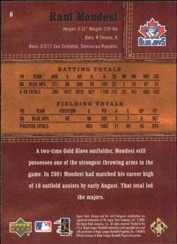 2001 Upper Deck Gold Glove #6 Raul Mondesi Back