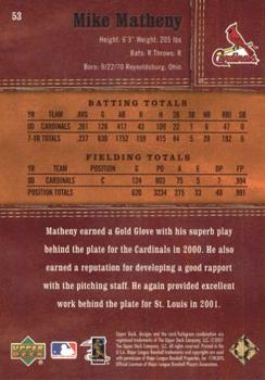 2001 Upper Deck Gold Glove #53 Mike Matheny Back
