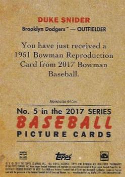 2017 Bowman - 1951 Bowman Chrome #5 Duke Snider Back