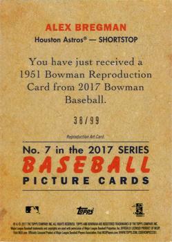 2017 Bowman - 1951 Bowman Chrome Green #7 Alex Bregman Back