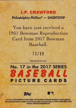 2017 Bowman - 1951 Bowman Chrome Green #17 J.P. Crawford Back