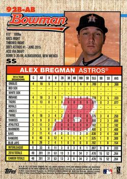 2017 Bowman - 1992 Bowman Chrome #92B-AB Alex Bregman Back