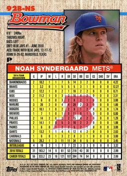 2017 Bowman - 1992 Bowman Chrome #92B-NS Noah Syndergaard Back