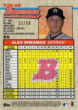 2017 Bowman - 1992 Bowman Chrome Gold #92B-AB Alex Bregman Back