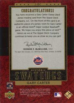 2003 SP Legendary Cuts - Historic Swatches #J-GC Gary Carter Back