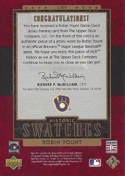 2003 SP Legendary Cuts - Historic Swatches #J-RY Robin Yount Back
