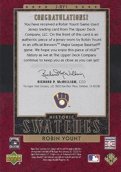 2003 SP Legendary Cuts - Historic Swatches #J-RY1 Robin Yount Back