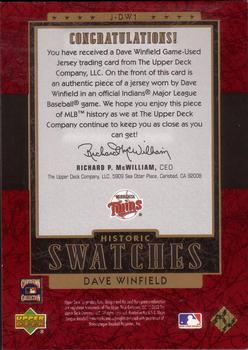 2003 SP Legendary Cuts - Historic Swatches #J-DW1 Dave Winfield Back