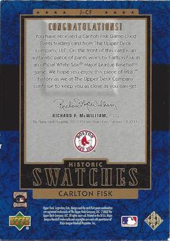 2003 SP Legendary Cuts - Historic Swatches Blue #J-CF Carlton Fisk Back
