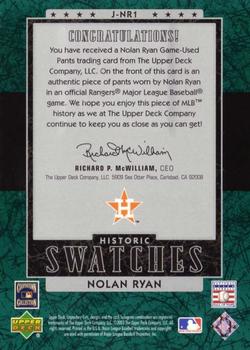2003 SP Legendary Cuts - Historic Swatches Green #J-NR1 Nolan Ryan Back