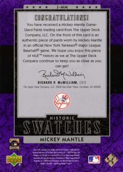 2003 SP Legendary Cuts - Historic Swatches Purple #J-MM Mickey Mantle Back