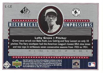 2003 SP Legendary Cuts - Historical Impressions #L-LE Lefty Grove Back