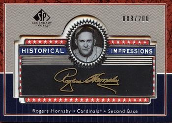 2003 SP Legendary Cuts - Historical Impressions Gold 200 #L-RH Rogers Hornsby Front