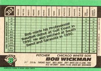 1991 Bowman #353 Bob Wickman Back